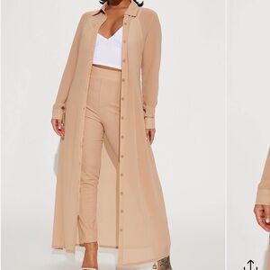 Fashion Nova Tan Pants & Duster Set